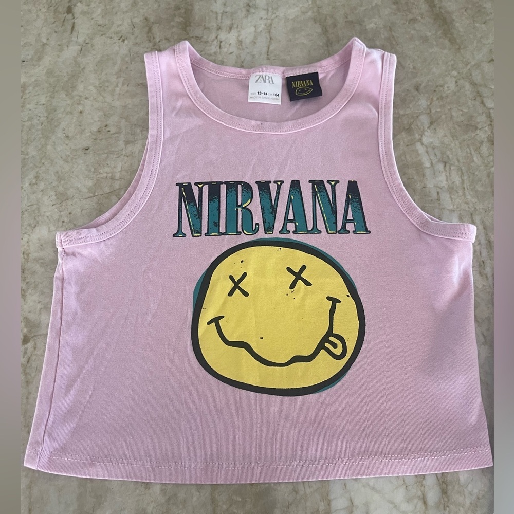 Zara kids Nirvana cropped tee size 13-14